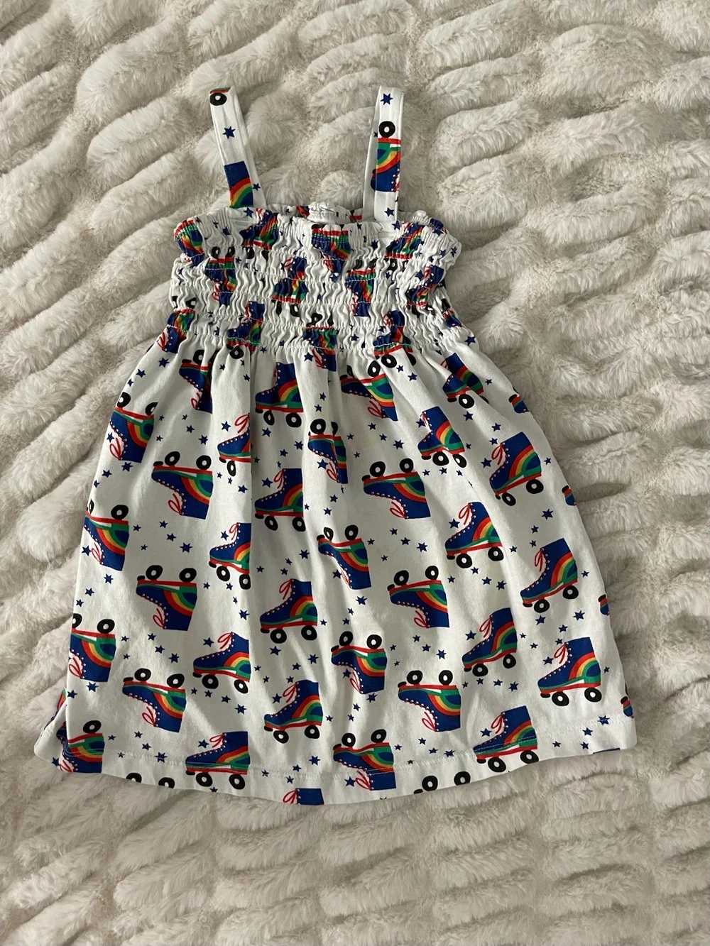 Hanna Andersson White Girls' Roller Skate Print Sundress - Rainbow Skates